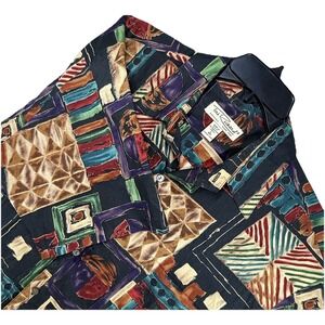 Tori Richard Honolulu Hawaiian Shirt Mens‎ L geometric Print Made in USA Vintage